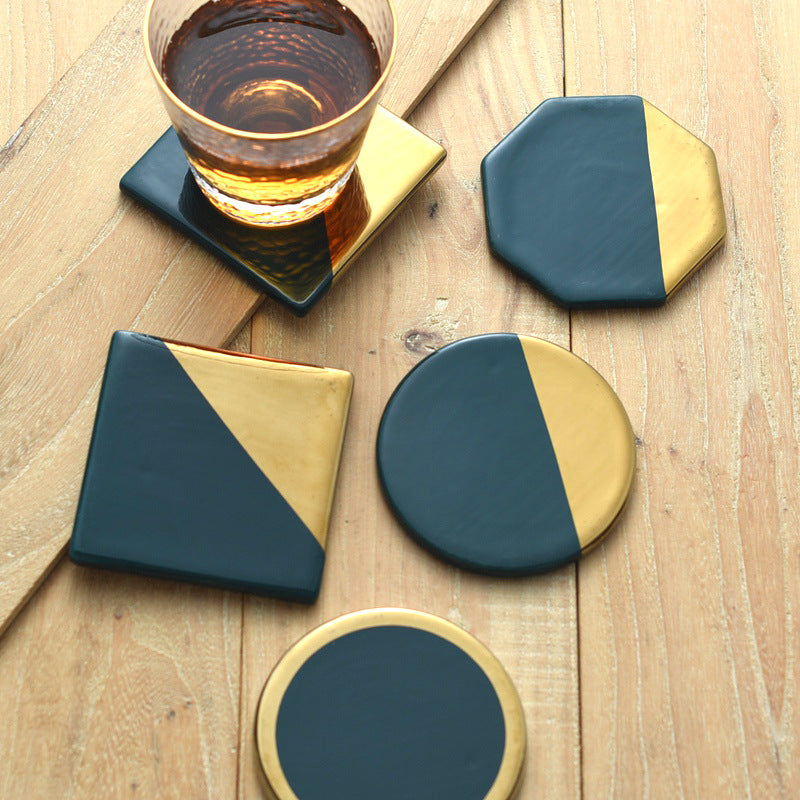 Nordic Style Retro Green Ceramic Coasters (Set of 4)