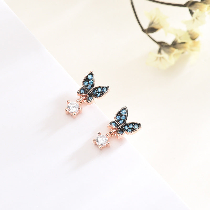 S925 Silver Butterfly Stud Earrings for Women