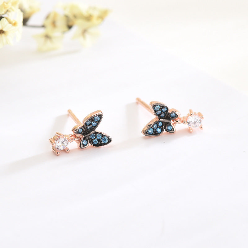 S925 Silver Butterfly Stud Earrings for Women