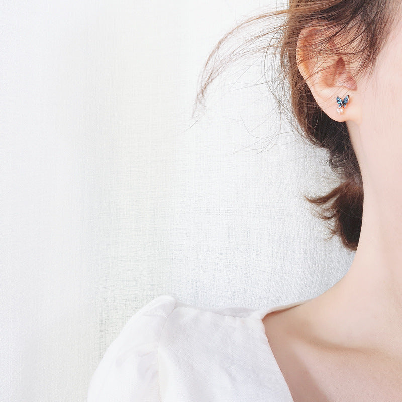 S925 Silver Butterfly Stud Earrings for Women