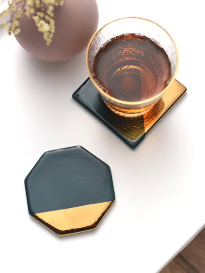 Nordic Style Retro Green Ceramic Coasters (Set of 4)